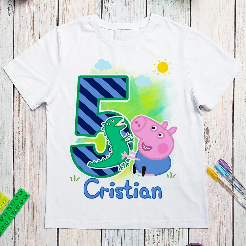Camiseta Aniversário Infantil Personalizada Família Pig Peppa George ...