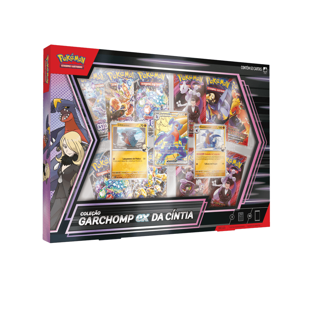 Box Pokémon Coleção Garchomp ex da Cíntia com 60 cartas cartinhas ...