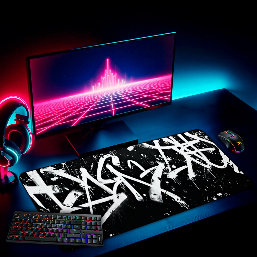 Mouse Pad Gamer Grande Antiderrapante 65x30 70x35 80x35 90x40 90x50 120x60 Cm Borda Costurada