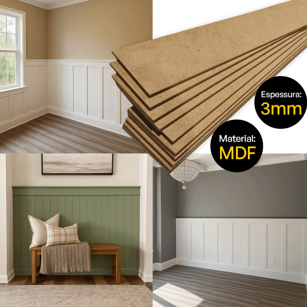 Kit 20 Chapas Ripa Painel Ripado Decorativo MDF Cru 3mm Placa Ripado ...