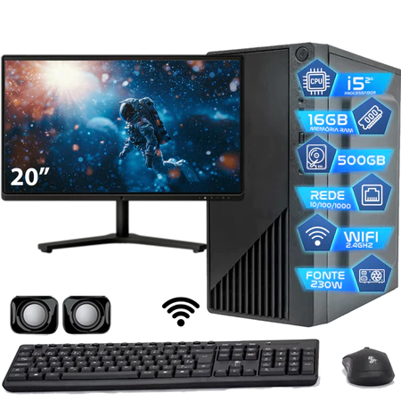 Computador Intel I5 16gb Hd 500GB Monitor 20' - Completo