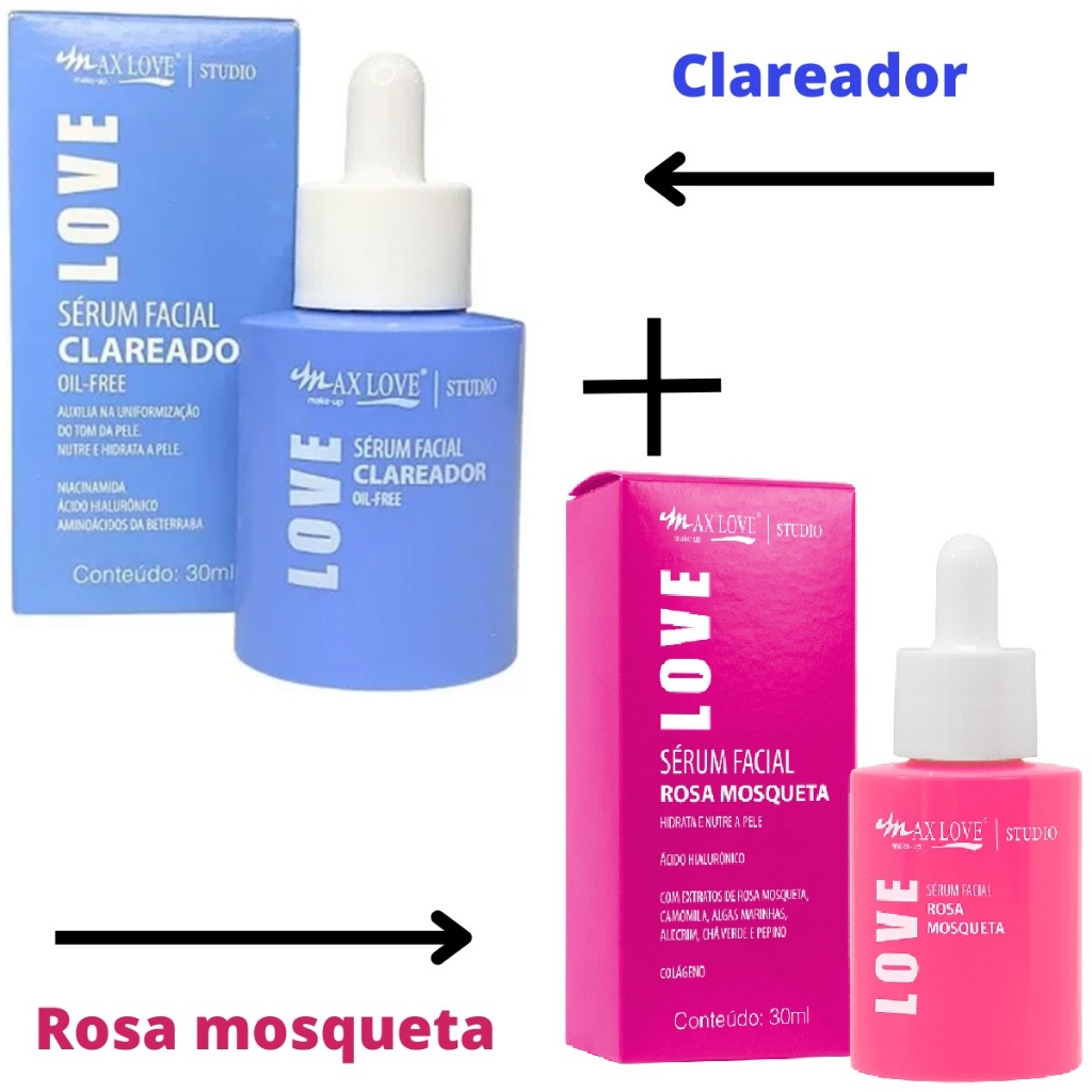 Kit Para Clarear Pele Rosto Sérum Clareador Mais Rosa Mosqueta Com ...