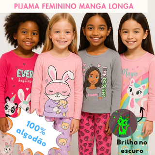 Kit 4 peças Pijama Infantil Juvenil INVERNO 1 a 16 100% Algodão SORTIDO MENINA/MENINO