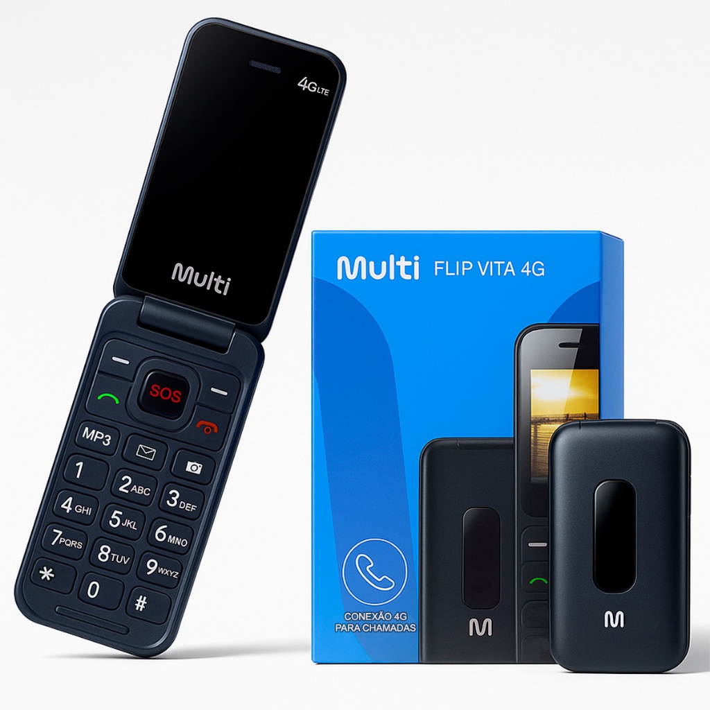 Celular para Idoso Flip Vita 4G com Botão SOS Teclas Grandes | Shopee ...