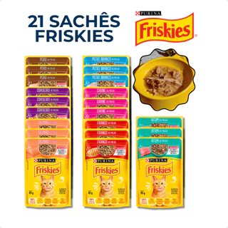 Sachê Friskies Gatos Ração Úmida 85g Sabores Sortidos Kit 14 ou 21 Sachês Purina em Oferta na Shopee