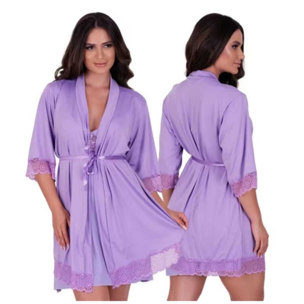 ROBE LUXO RENDA HOBBY FEMININO ROUPÃO SAIDA MATERNIDADE PIJAMA FEMININO ...