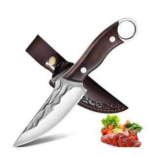Faca Pequena Multiuso Cozinha Aço Inox Cabo Madeira com Bainha 1558