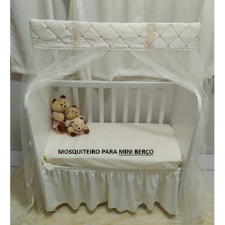 MOSQUITEIRO( CORTINADO) P  ****MINI BERÇO*** BEGE BORDADOS GOTAS BEGE E GRIPIER BEGE COM TULE BEGE em Oferta na Shopee