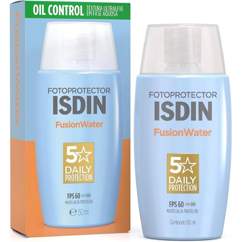 ISDIN Protetor Solar Facial Fusion Water 5 Stars Sem Cor FPS 60-50ml ...