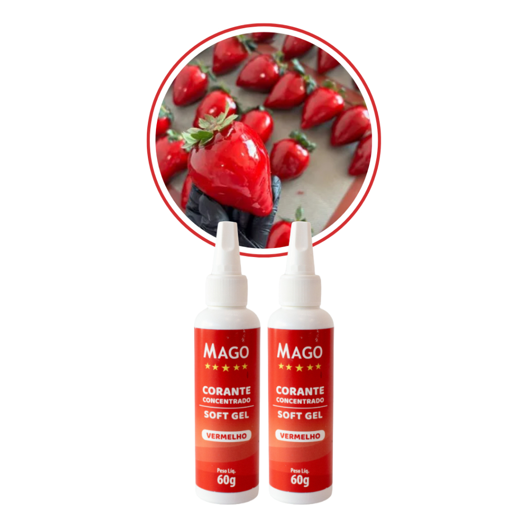 Kit 2 Corante Alimentício Mago Soft Gel Vermelho 60g Morango