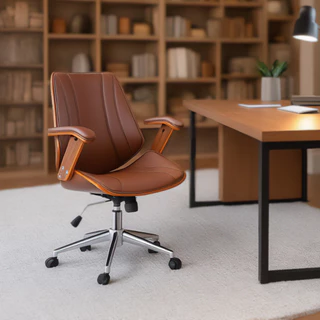 Cadeira de Escritório Ergonômica Giratória Couro Fratini Kopenhagen Diretor Office Marrom em Oferta na Shopee