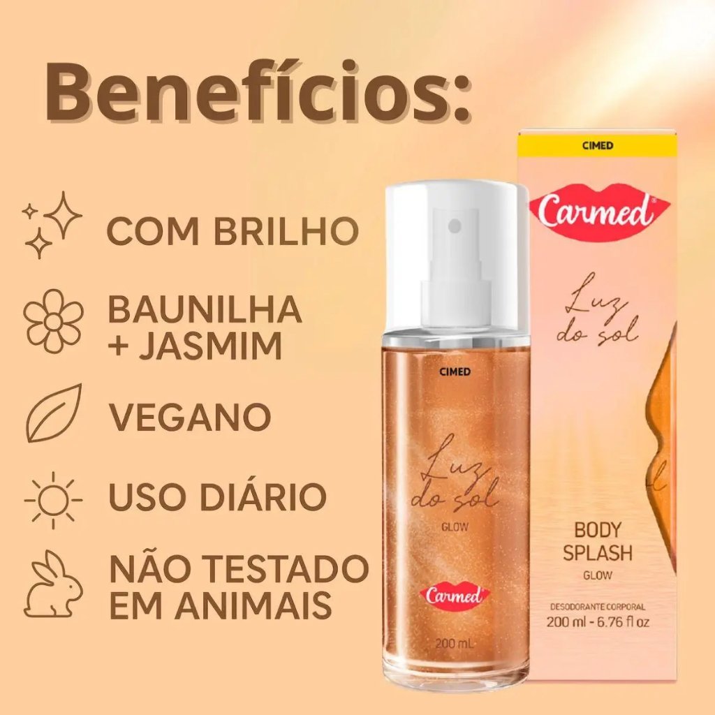 Carmed Body Splah Carmed Glow Luz Do Sol 200ml | Shopee Brasil