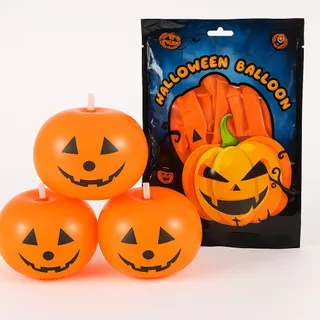 Kit 5 Balão Lanterna Bexiga LED de Abóbora 21cm Para Festa Halloween Decoração Dia das Bruxas