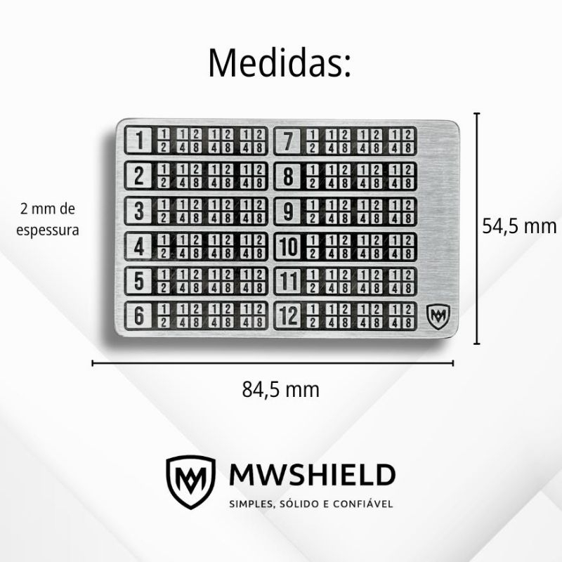 Carteira de Metal Bitcoin BIP 39 | Hard Wallet (Seed Backup