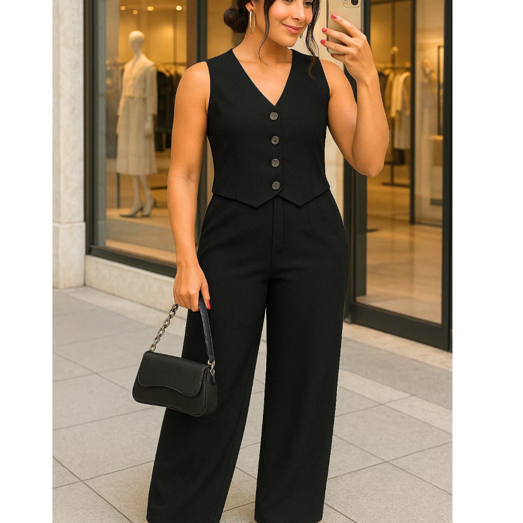 CONJUNTO LOOK SOCIAL COLETE E CALÇA EN CORTE ALFAIATARIA | Shopee Brasil