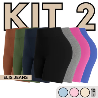 Kit 2 Shorts Feminino Fitness Meia Coxa Cintura Alta Bermuda Legging Zero Transparência em Oferta na Shopee