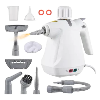 Limpador A Vapor Portátil Pressurizado Para Múltiplas Superfícies Com 11 Acessórios, Reservatório De 350ml