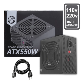 Fonte de alimentação Gamer ATX 550W BPC/5530-B Bivolt Automático Brazil PC