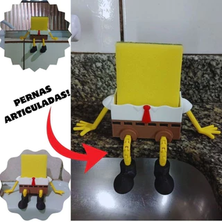 Porta Esponja Bob esponja com Pernas Articuladas – Suporte de Esponja Criativo para Pia