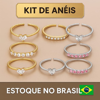 Anéis de coração com zircônia, ajustáveis