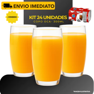 Kit 24 Copos Resistente Vidro Multiuso Vitamina Refrigerante Oca - 300ml Nadir