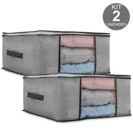 Kit 2/4 caixas organizadoras de roupas calçados cobertas tnt com tampa ecológico multiuso