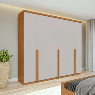 Guarda-Roupa Casal 100%MDF Alonzo 6 Portas 4 Gav Amêndoa/Off