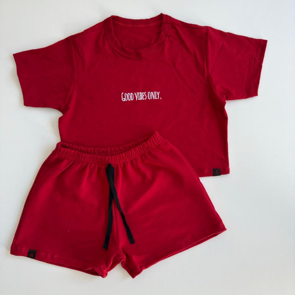 Conjunto feminino Moletinho basico cropped basico short moletom