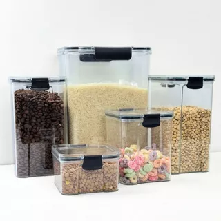 Kit  Potes Herméticos em Acrílico Cristal com Trava – Design Empilhável e Ideal para Mantimentos em Oferta na Shopee