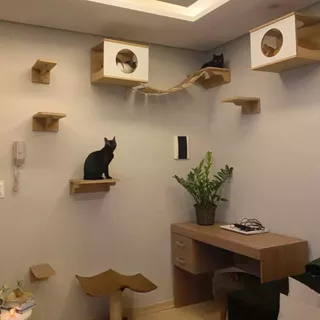 Playground para Gato 9pçs REFORÇADO MONTADO Exclusivo Moderno Parque Gato Playground Para Gatos em Oferta na Shopee