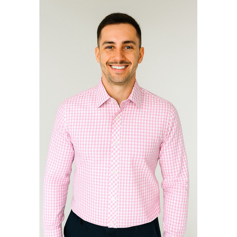 Camisa Xadrez Manga Longa - Rosa Claro | Shopee Brasil