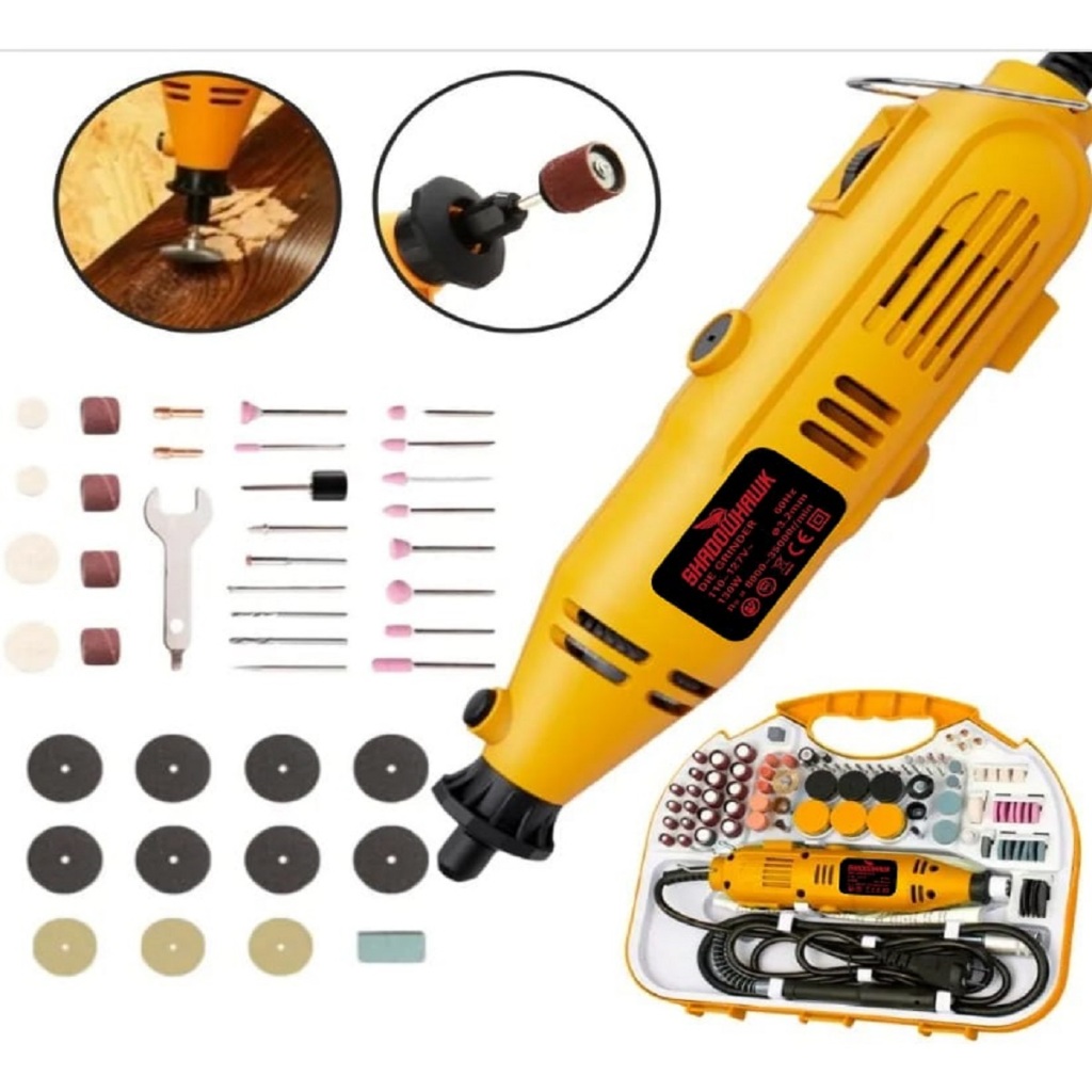 Mini Retífica Elétrica 127v C/ 204 Acessórios Shadowhawk Kit para ...