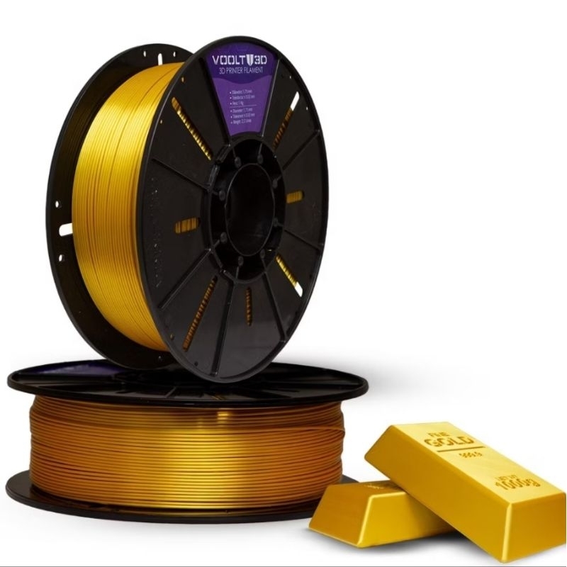 Filamento PLA Dourado V-Silk Voolt3D 1Kg 1,75mm para Impressora 3D FDM ...
