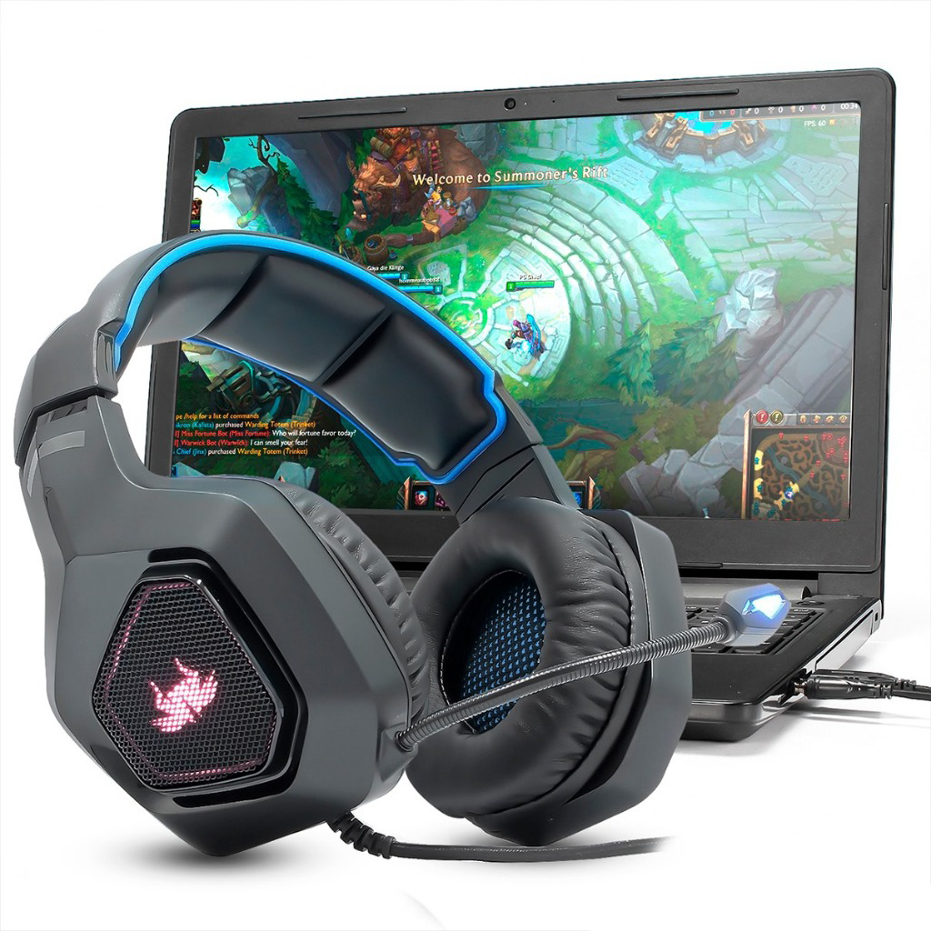 Fone Headset Gamer LED RGB Com Microfone Compatível com PC X-ONE