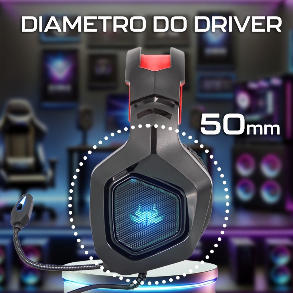 Fone Headset Gamer LED RGB Com Microfone Compatível com PC X-ONE