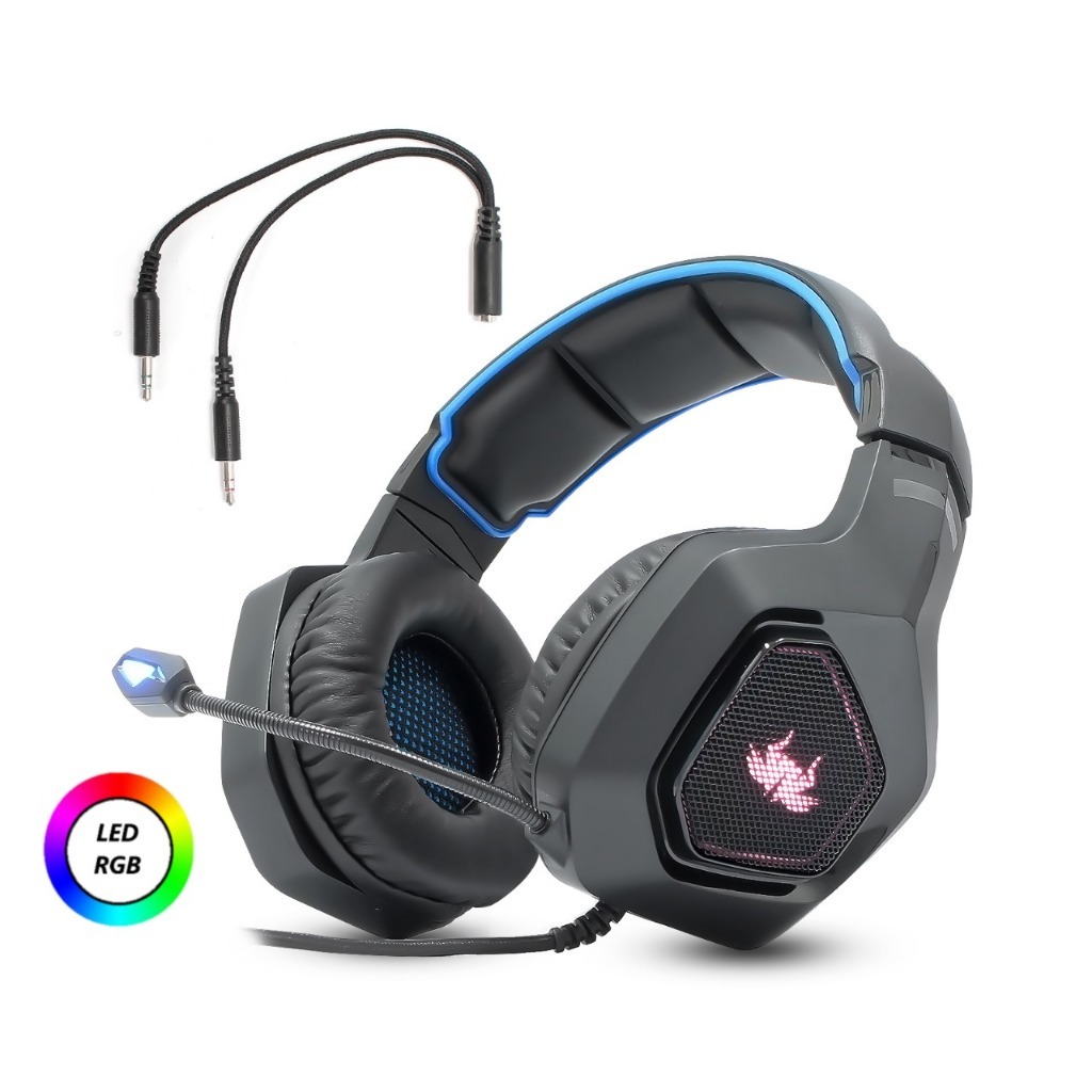 Fone Headset Gamer LED RGB Com Microfone Compatível com PC X-ONE