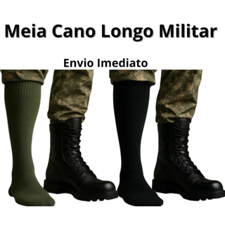 Pares de Meias Preta e Verde Militar de Cano Longo Meia de Coturno para Exercito e Trabalho Com Bota
