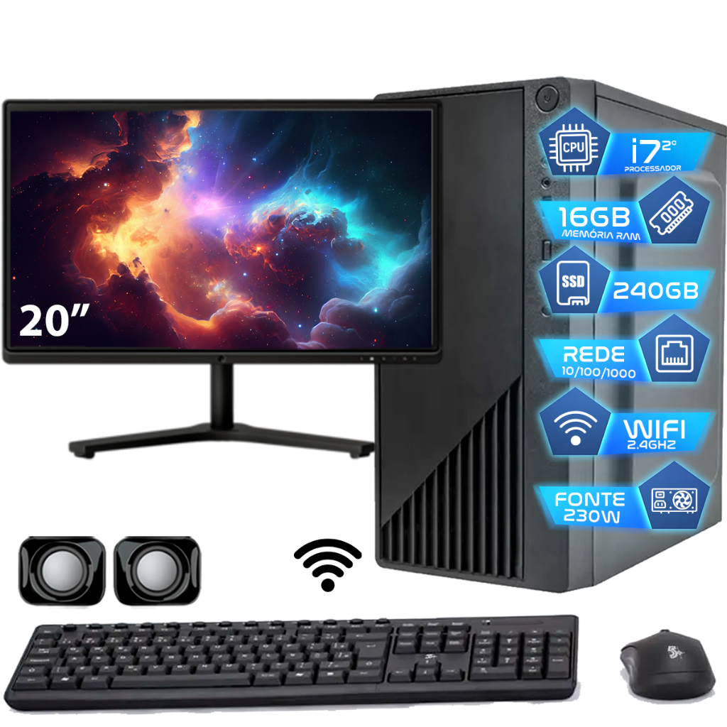 Foto de Computador Intel I7 16gb Ssd 240GB Monitor 20' - Completo