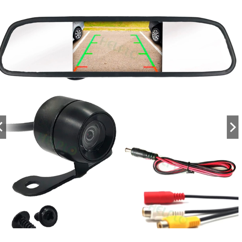 Retrovisor Visor Espelho Tela Lcd Veicular + Câmera De Ré