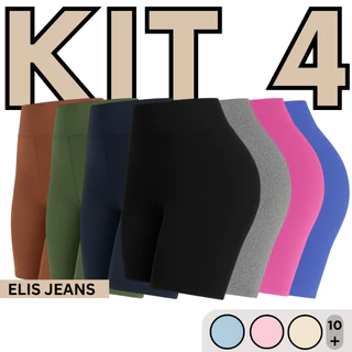 Kit 4 Shorts Feminino Fitness Meia Coxa Cintura Alta Bermuda Legging Zero Transparência em Oferta na Shopee