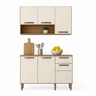 Kit Armário de Cozinha Alba Aéreo e Balcão 3 Portas em Oferta na Shopee