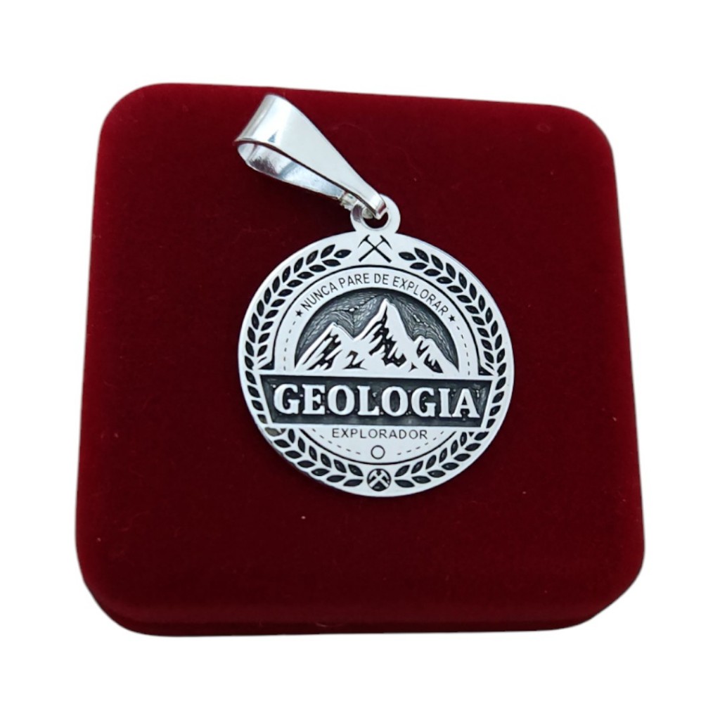 pingente geologia medalha prata 925