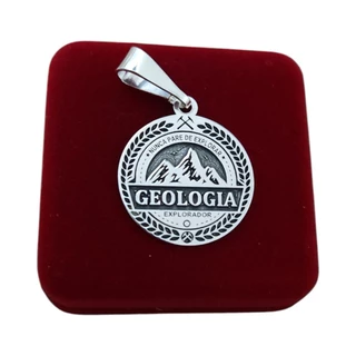 pingente geologia medalha prata 925