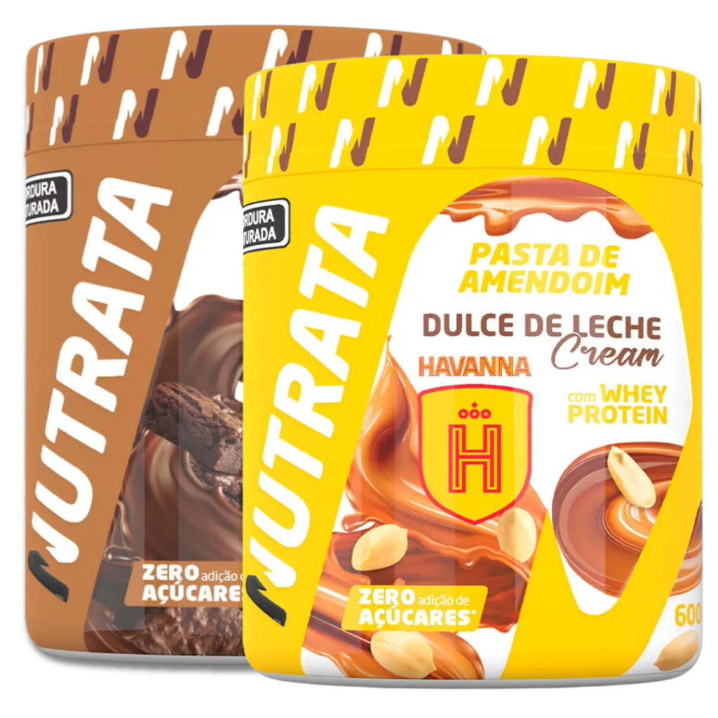 KIT 2 PASTAS DE AMENDOIM COM WHEY PROTEIN ORIGINAL  600G - NUTRATA em Oferta na Shopee