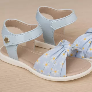 Sandalia Infantil Delicada Margaridas - Café com Leite