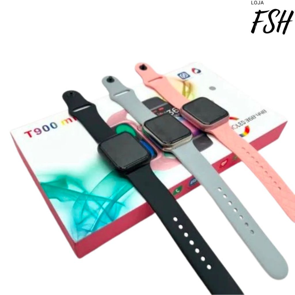Smartwatch T900 Mini Tela Amoled 3 Pulseiras - FSH LOJA | Shopee Brasil