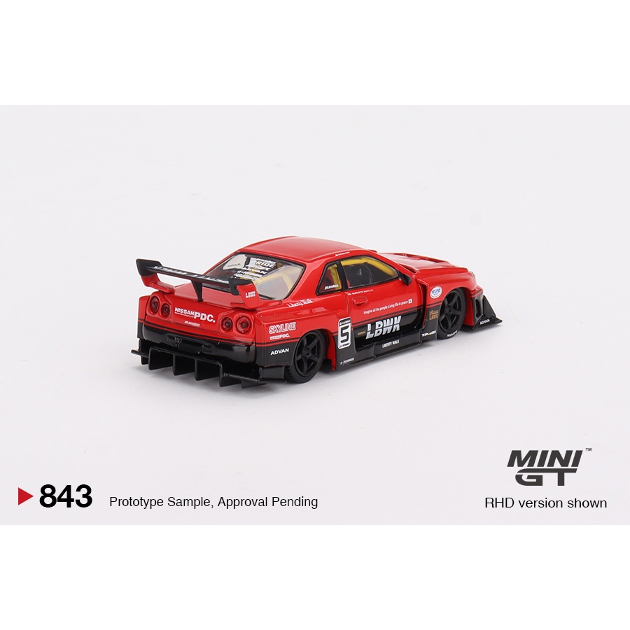 Nissan LB-ER34 Super Silhouette SKYLINE Vermelho/Preto MINI GT 843