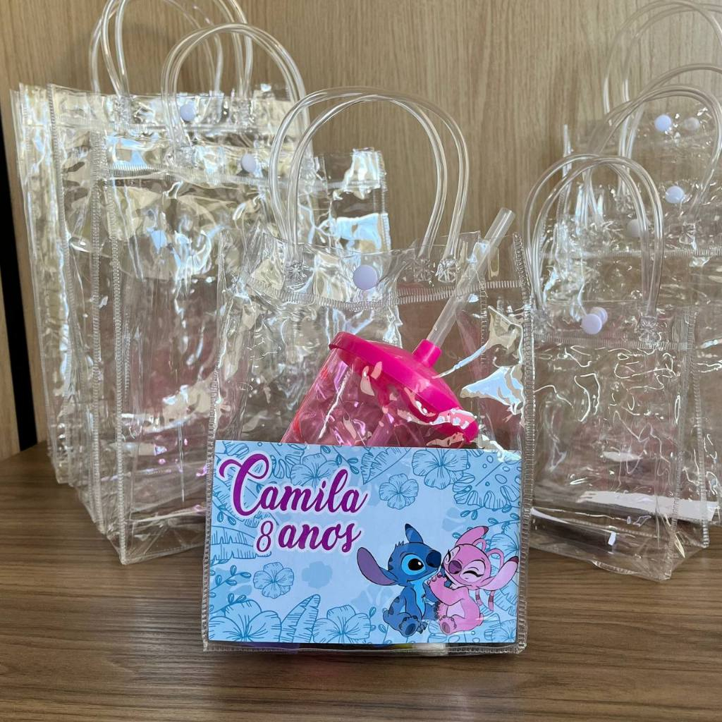 Sacola plástica transparente com 5 unidades para lembrancinha de festa ...