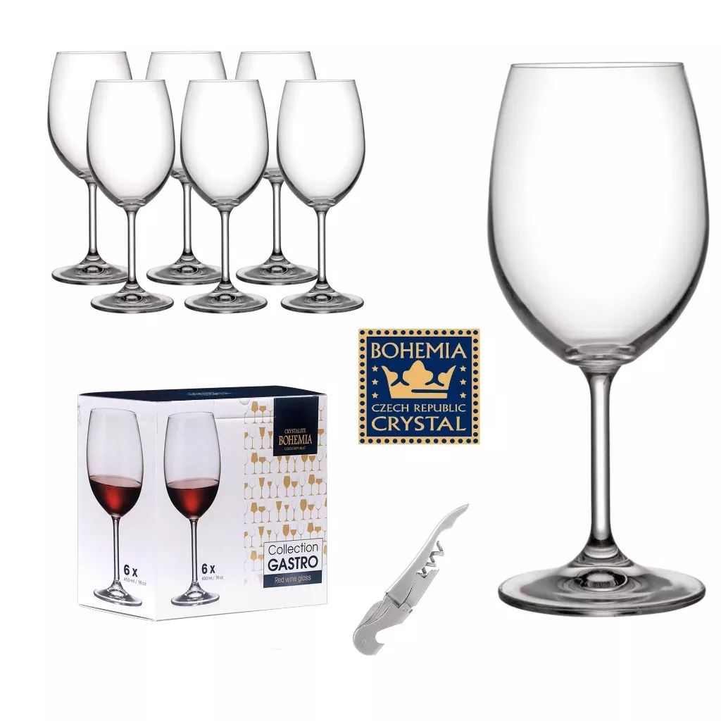 Jogo de 4 e 6 Taças Para Vinho Tinto Branco Gastro Titânio Bohemia