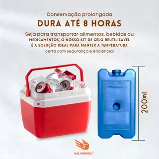 Gelo Gel Artificial Reutilizável Kit 5 Unidades 200 Ml Cooler Bolsa Térmica Bebidas Refrigeração